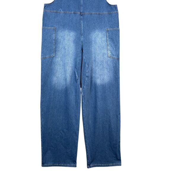Halara Women’s Flex Denim Overalls Jumpsuit Size Medium Blue Washed Stretch NWT - Picture 3 of 10